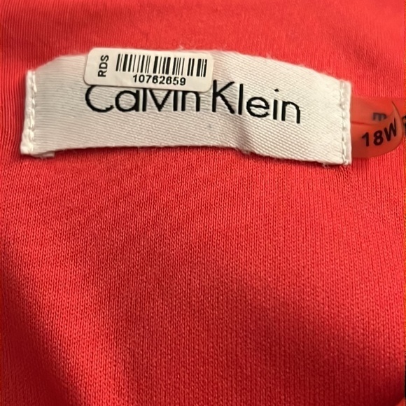 Calvin Klein coral sleeveless pleated‎ circular bottom midi dress Sz 18 W - Picture 6 of 10